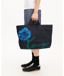 KENZO | 'KENZO Tulip' ラージ トートバッグ イン デニムライク ツイル(メッセンジャーバッグ)
