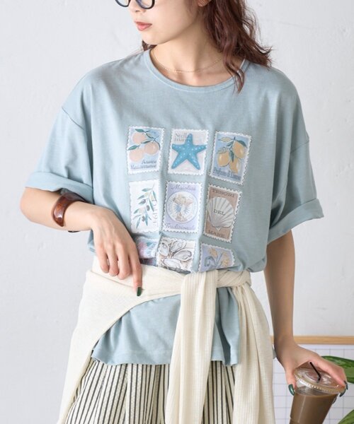 CIAOPANIC TYPY(チャオパニックティピー)の「【AMALFI】ワンポイント刺繍アソートプリントTee(Tシャツ/カットソー・レディース・ピンク/ホワイト/ブラウン/サックスブルー・ONE SIZE)」の1枚目の写真