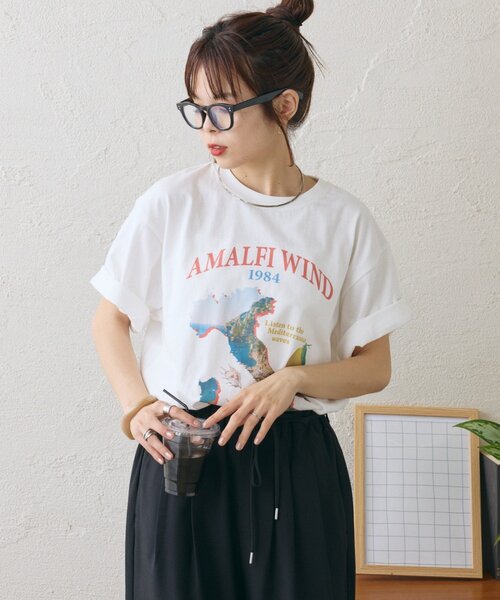 CIAOPANIC TYPY(チャオパニックティピー)の「【AMALFI】ワンポイント刺繍アソートプリントTee(Tシャツ/カットソー・レディース・ピンク/ホワイト/ブラウン/サックスブルー・ONE SIZE)」の6枚目の写真