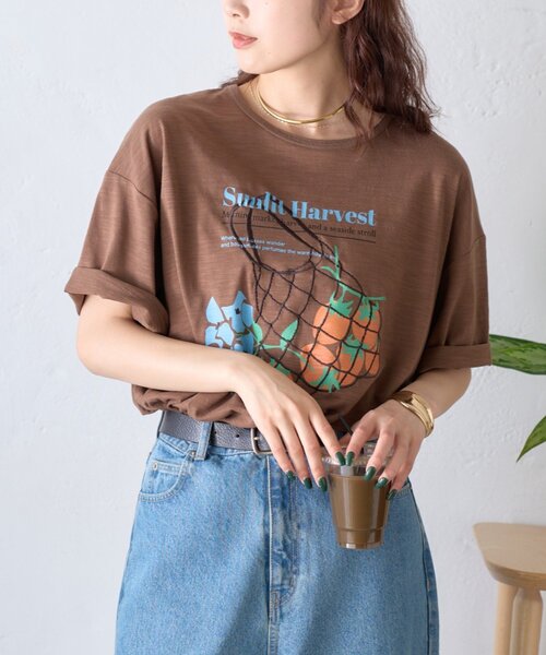 CIAOPANIC TYPY(チャオパニックティピー)の「【AMALFI】ワンポイント刺繍アソートプリントTee(Tシャツ/カットソー・レディース・ピンク/ホワイト/ブラウン/サックスブルー・ONE SIZE)」の8枚目の写真