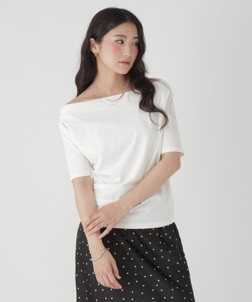 GLOBAL WORK(グローバルワーク)の「ドレープ半袖T/684110(Tシャツ/カットソー・レディース・ブラック/スカイブルー/ホワイト・MEDIUM/LARGE)」の2枚目の写真