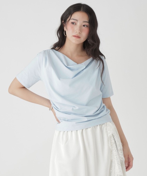 GLOBAL WORK(グローバルワーク)の「ドレープ半袖T/684110(Tシャツ/カットソー・レディース・ブラック/スカイブルー/ホワイト・MEDIUM/LARGE)」の14枚目の写真