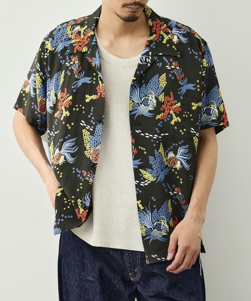 SUN SURF(サンサーフ)の「【SUN SURF/サンサーフ】TROPICAL FISHHOALOHA(シャツ/ブラウス・メンズ・ブラック/グリーン・L/XL)」の3枚目の写真