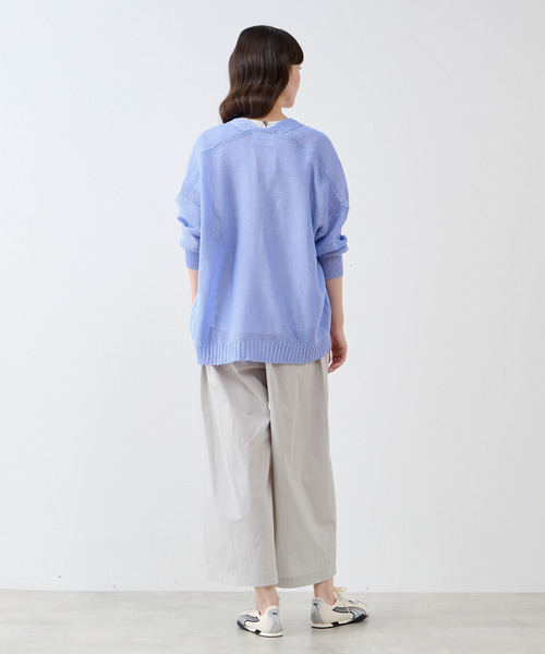 LOGEMENT DE CLAIRE(ロジュモンドクレール)の「【LOURMARIN】ペーパーヤーンカルマカーディガン(カーディガン/ボレロ・レディース・モカ/グレー/ライトグレー/サックスブルー・FREE)」の7枚目の写真