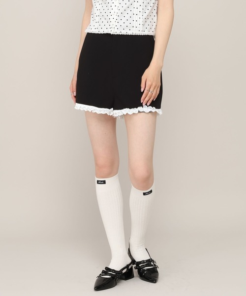 Heather(ヘザー)の「裾フリルタイトショートパンツ 1042449(その他パンツ・レディース・ブラック/グレー・FREE)」の2枚目の写真