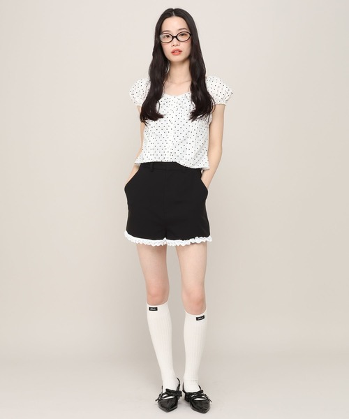 Heather(ヘザー)の「裾フリルタイトショートパンツ 1042449(その他パンツ・レディース・ブラック/グレー・FREE)」の3枚目の写真