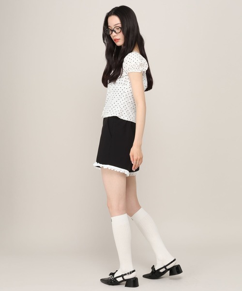 Heather(ヘザー)の「裾フリルタイトショートパンツ 1042449(その他パンツ・レディース・ブラック/グレー・FREE)」の4枚目の写真