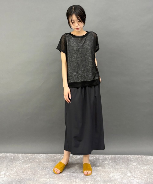 NICOLE white(ニコルホワイト)の「透け感のあるシアートップス×タンクセット(その他トップス・レディース・オフホワイト/ブラック/グリーン/ライトグレー・FREE)」の13枚目の写真