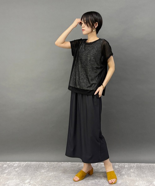 NICOLE white(ニコルホワイト)の「透け感のあるシアートップス×タンクセット(その他トップス・レディース・オフホワイト/ブラック/グリーン/ライトグレー・FREE)」の21枚目の写真