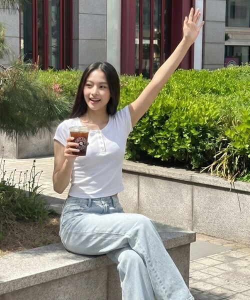 BIBYSEOB（バイバイソプ）の「ヘンリーネックハーフTシャツホワイト[T62]（Tシャツ/カットソー・レディース・ホワイト・FREE）」の6枚目の写真