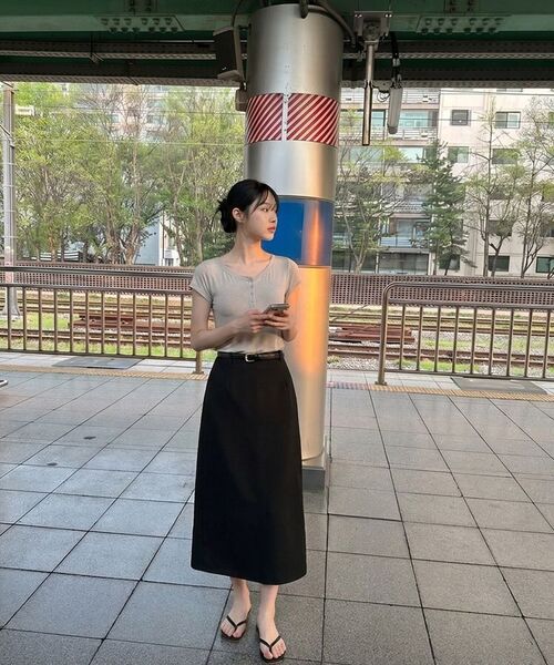 BIBYSEOB（バイバイソプ）の「ヘンリーネックハーフTシャツホワイト[T62]（Tシャツ/カットソー・レディース・ホワイト・FREE）」の7枚目の写真
