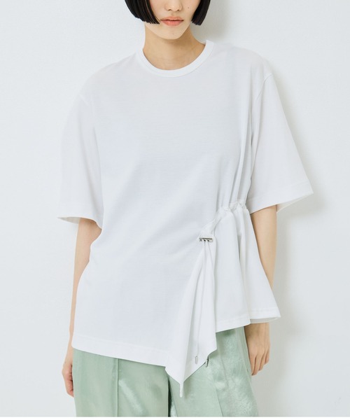 UJOH(ウジョー)の「【UJOH/ウジョー】《STUDIOUS別注》Flare Half Sleeve T/フレアハーフスリーブTシャツ(Tシャツ/カットソー・レディース・ホワイト/ブラック/ブラウン・2)」の2枚目の写真