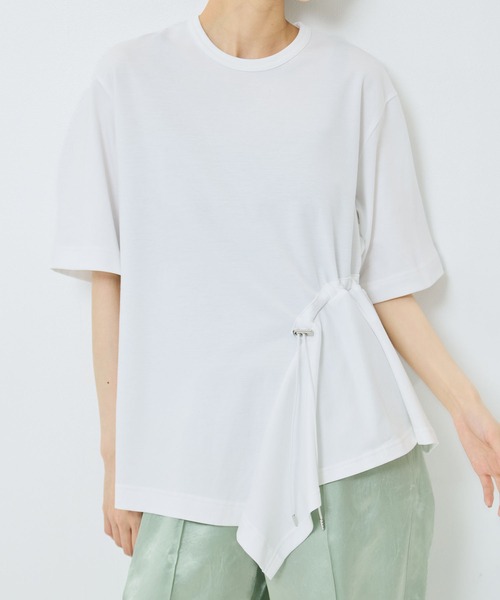 UJOH(ウジョー)の「【UJOH/ウジョー】《STUDIOUS別注》Flare Half Sleeve T/フレアハーフスリーブTシャツ(Tシャツ/カットソー・レディース・ホワイト/ブラック/ブラウン・2)」の8枚目の写真