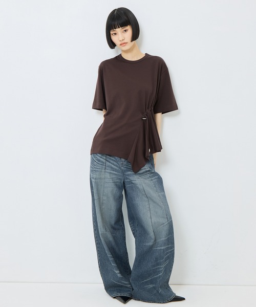 UJOH(ウジョー)の「【UJOH/ウジョー】《STUDIOUS別注》Flare Half Sleeve T/フレアハーフスリーブTシャツ(Tシャツ/カットソー・レディース・ホワイト/ブラック/ブラウン・2)」の16枚目の写真