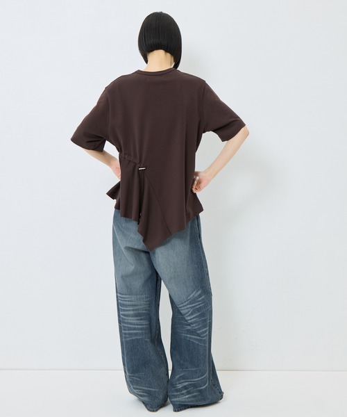 UJOH(ウジョー)の「【UJOH/ウジョー】《STUDIOUS別注》Flare Half Sleeve T/フレアハーフスリーブTシャツ(Tシャツ/カットソー・レディース・ホワイト/ブラック/ブラウン・2)」の18枚目の写真