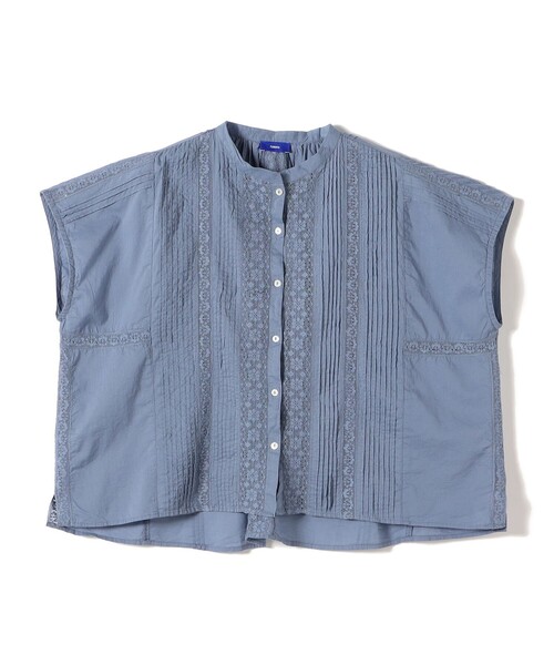 Fanaka(ファナカ)の「【SHIPS別注】Fanaka:〈手洗い可能〉リバー レース フレンチスリーブ ブラウス(シャツ/ブラウス・レディース・スカイブルー・ONE SIZE)」の1枚目の写真