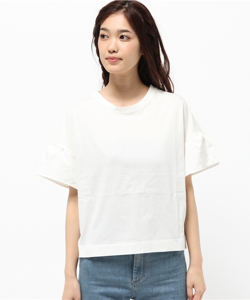 earth music&ecology（アースミュージックアンドエコロジー）の「【2016Summer】袖フリルドロップショルダープルオーバー（Tシャツ/カットソー・レディース・ベージュ/ネイビー/カーキ/オフホワイト・FREE）」の5枚目の写真