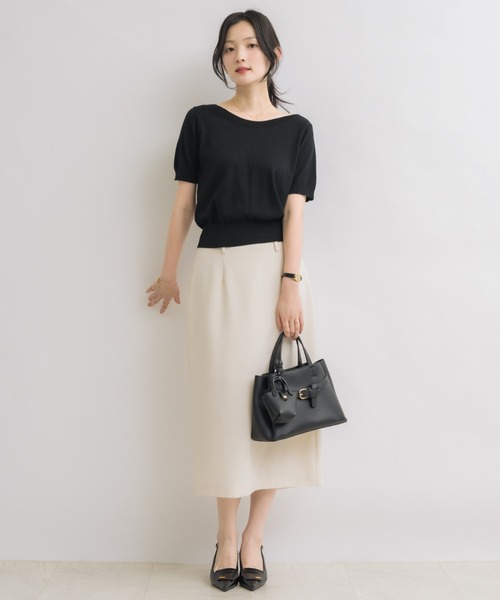 NEUNA(ヌナ)の「【後ろ姿から色気を纏う】バックレースハーフスリーブニット(ニット/セーター・レディース・アイボリー/ブラック・FREE)」の21枚目の写真