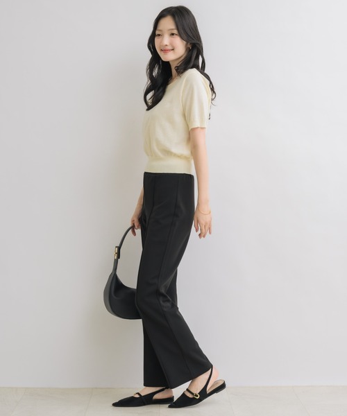 NEUNA(ヌナ)の「【後ろ姿から色気を纏う】バックレースハーフスリーブニット(ニット/セーター・レディース・アイボリー/ブラック・FREE)」の9枚目の写真
