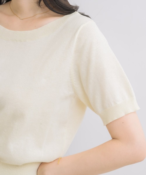 NEUNA(ヌナ)の「【後ろ姿から色気を纏う】バックレースハーフスリーブニット(ニット/セーター・レディース・アイボリー/ブラック・FREE)」の19枚目の写真
