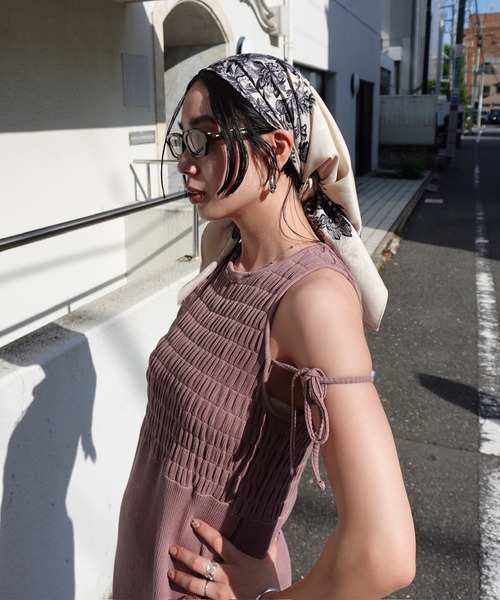 Ameri(アメリ)の「PIGMENT SHIRRING CUT DRESS(ドレス・レディース・ピンク/カーキ/スミクロ・SMALL/MEDIUM)」の20枚目の写真