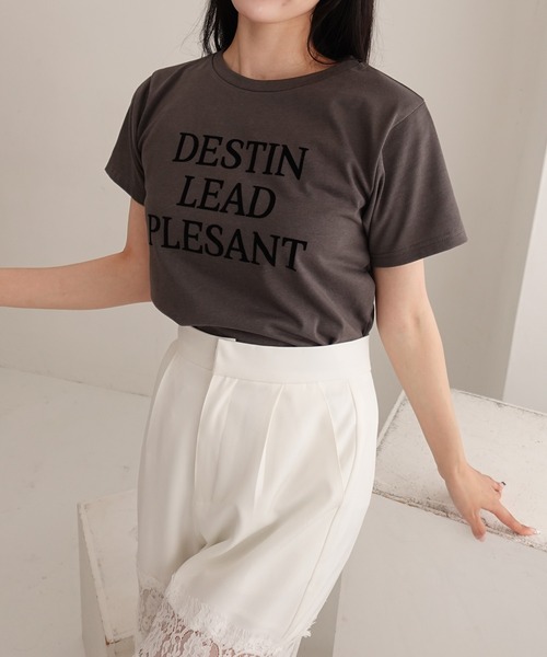 SOELA(ソエラ)の「【INGNI SOELA】フロッキーロゴTシャツ/WEB限定(Tシャツ/カットソー・レディース・オフホワイト/チャコールグレー/オートミール・FREE)」の14枚目の写真