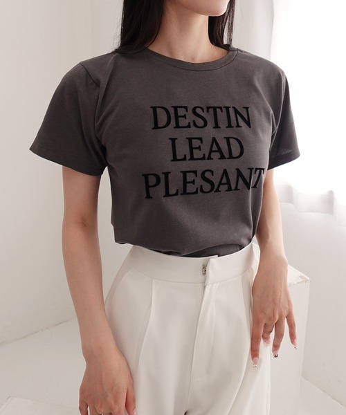 SOELA(ソエラ)の「【INGNI SOELA】フロッキーロゴTシャツ/WEB限定(Tシャツ/カットソー・レディース・オフホワイト/チャコールグレー/オートミール・FREE)」の16枚目の写真