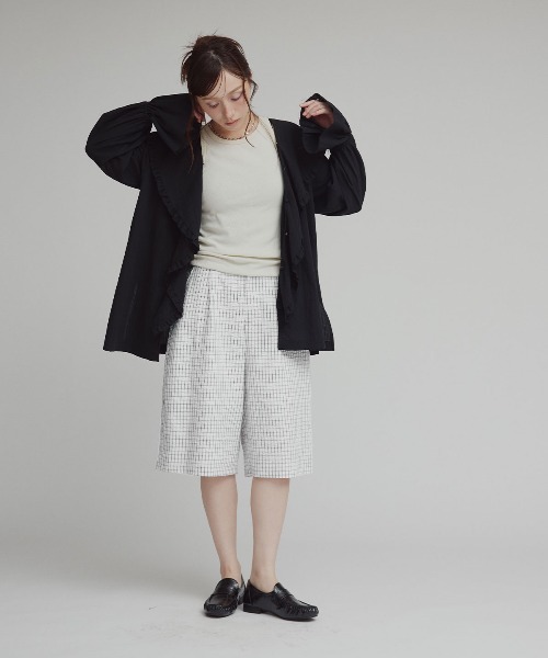 W:Huku(フーク)の「チェック サッカー スラックス ハーフパンツ / Checkered Slacks Shorts(その他パンツ・レディース・グレー/アイボリー/ブルー・FREE)」の9枚目の写真