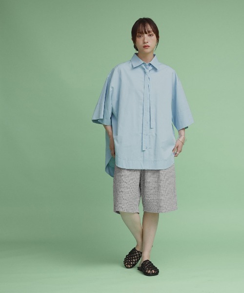 W:Huku(フーク)の「チェック サッカー スラックス ハーフパンツ / Checkered Slacks Shorts(その他パンツ・レディース・グレー/アイボリー/ブルー・FREE)」の13枚目の写真