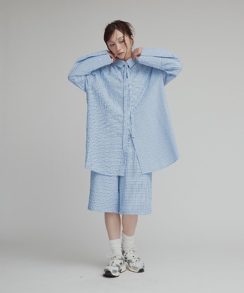 W:Huku(フーク)の「チェック サッカー スラックス ハーフパンツ / Checkered Slacks Shorts(その他パンツ・レディース・グレー/アイボリー/ブルー・FREE)」の16枚目の写真