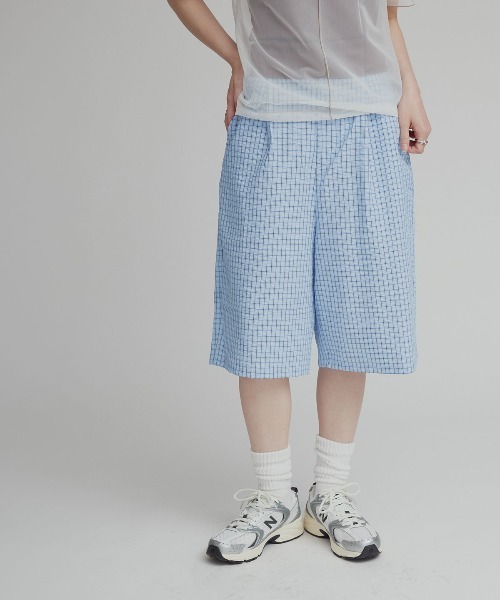 W:Huku(フーク)の「チェック サッカー スラックス ハーフパンツ / Checkered Slacks Shorts(その他パンツ・レディース・グレー/アイボリー/ブルー・FREE)」の19枚目の写真
