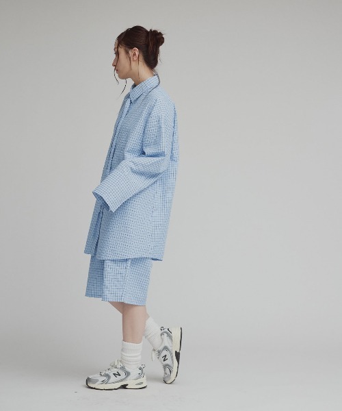 W:Huku(フーク)の「チェック サッカー スラックス ハーフパンツ / Checkered Slacks Shorts(その他パンツ・レディース・グレー/アイボリー/ブルー・FREE)」の22枚目の写真