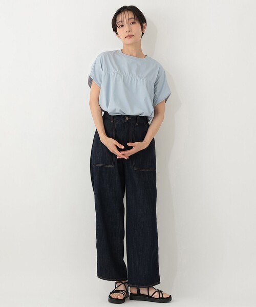Afternoon Tea（アフタヌーンティー）の「【接触冷感】ギャザーフレンチスリーブプルオーバー（Tシャツ/カットソー・レディース・ライトグリーン/ネイビー/ライトブルー・MEDIUM）」の4枚目の写真