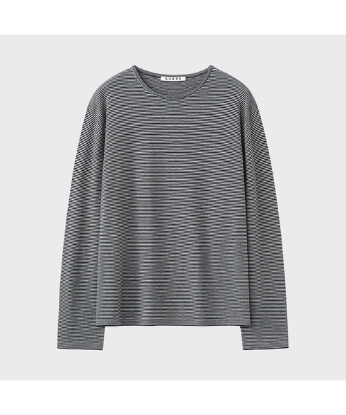 SUARE(スアレ)の「コットンモーダルSTスリーブニット - 3カラー(Tシャツ/カットソー・メンズ・ネイビー/ブラウン/ライトグレー・MEDIUM/LARGE/X-LARGE)」の3枚目の写真
