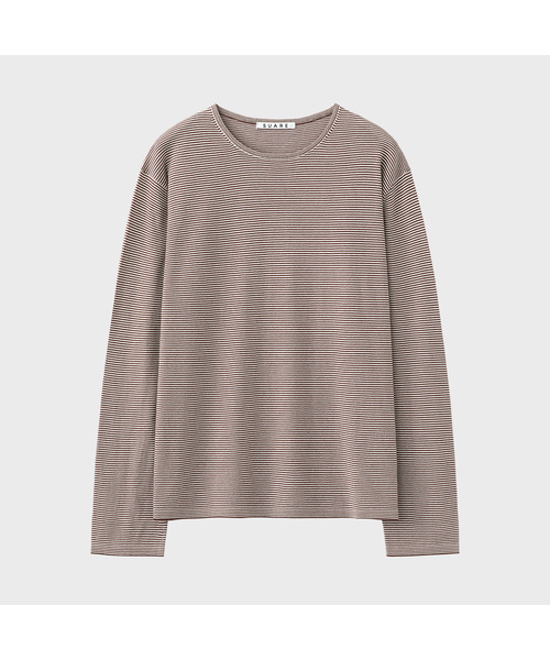 SUARE(スアレ)の「コットンモーダルSTスリーブニット - 3カラー(Tシャツ/カットソー・メンズ・ネイビー/ブラウン/ライトグレー・MEDIUM/LARGE/X-LARGE)」の1枚目の写真
