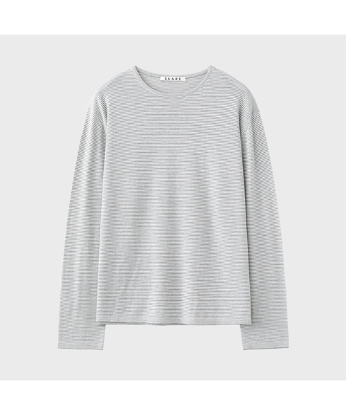 SUARE(スアレ)の「コットンモーダルSTスリーブニット - 3カラー(Tシャツ/カットソー・メンズ・ネイビー/ブラウン/ライトグレー・MEDIUM/LARGE/X-LARGE)」の2枚目の写真