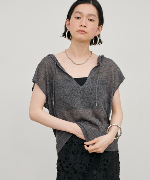 LARUTA(ラルータ)の「【LARUTA】MIXニットノースリフーディー(ニット/セーター・レディース・アイボリー/ブラウン/チャコールグレー・FREE)」の20枚目の写真