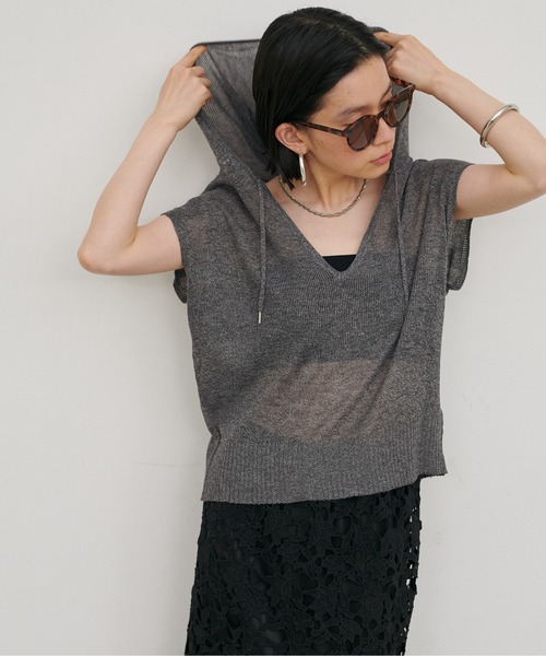 LARUTA(ラルータ)の「【LARUTA】MIXニットノースリフーディー(ニット/セーター・レディース・アイボリー/ブラウン/チャコールグレー・FREE)」の22枚目の写真