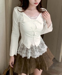 カップ付き フェイクレイヤード トップス culw938