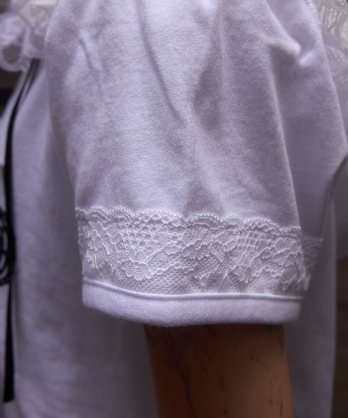 myu:loret(ミュウロレット)の「リボンプリントフードトップス(Tシャツ/カットソー・レディース・ブラック/ホワイト・FREE)」の9枚目の写真