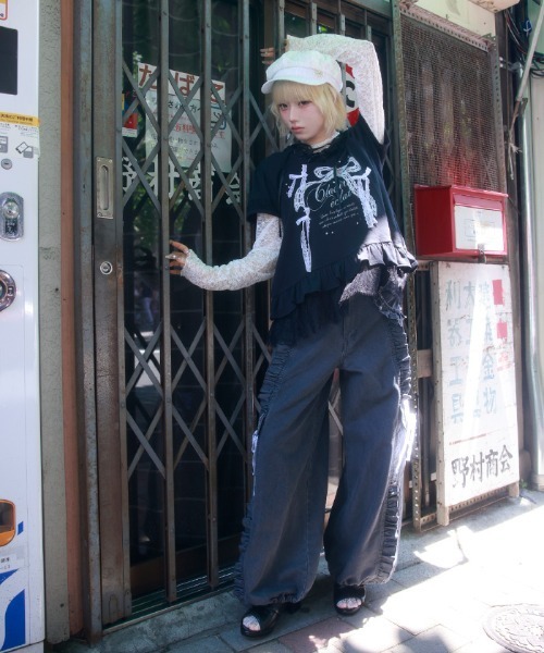 myu:loret(ミュウロレット)の「リボンプリントフードトップス(Tシャツ/カットソー・レディース・ブラック/ホワイト・FREE)」の14枚目の写真