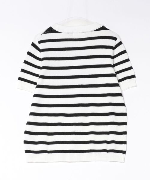 NOWLE（ノウル）の「【NOWLE】ファインボーダー クルーネック サマーニット / レトロクラシック 半袖 ニット トップス（ニット/セーター・メンズ・ホワイト・LARGE/X-LARGE/MEDIUM）」の6枚目の写真