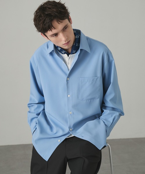 EASENCE(イーズエンス)の「【EASENCE】ハイコンフォート リラックスフィット レギュラーカラー長袖シャツ / 速乾・UVカット・イージーケア(シャツ/ブラウス・メンズ・ブルー系/ホワイト/サックスブルー/ダークグレー/ベージュ系/ネイビー/ダークブラウン・S/M/L/XL)」の6枚目の写真