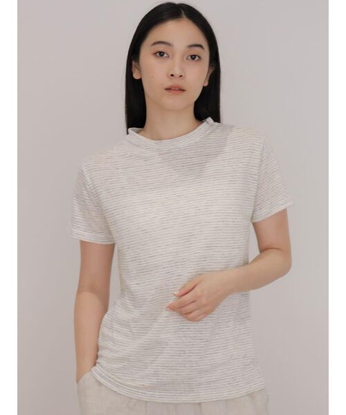 FIKA.(フィーカ)の「Linen short sleeve T-shirt(Tシャツ/カットソー・レディース・ブラック/ライトグレー/ベージュ系その他7・FREE)」の1枚目の写真