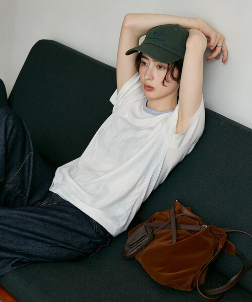 FREAK'S STORE(フリークスストア)の「MILLER × FREAK'S STORE/ミラー 別注 Light Panel Rib Crew Tee/別注 ライトパネル リブクルーネックTシャツ/シアーリンガーTシャツ(Tシャツ/カットソー・レディース・ブラック/ブルーグリーン/オフホワイト/ライトグレー/レモンイエロー・フリ-)」の12枚目の写真