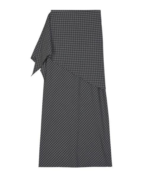 NICK&NICOLE(ニックアンドニコール)の「DRAPE WRAP CHECK LONG SKIRT_BLACK(スカート・レディース・その他・FREE)」の2枚目の写真