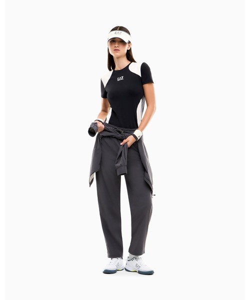 EMPORIO ARMANI EA7（エンポリオアルマーニイーエーセブン）の「【エンポリオ アルマーニ EA7】スリムフィット ジャージーTシャツ Tennis Pro テニス（Tシャツ/カットソー・レディース・ブラック系その他・LARGE/SMALL/MEDIUM）」の2枚目の写真