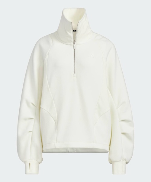 adidas（アディダス）の「Luxflow アクティブ ルーズフィット スペーサー ハーフジップ プルオーバー / アディダス adidas（スウェット・レディース・ホワイト・XX-LARGE/LARGE/MEDIUM/SMALL/X-LARGE/X-SMALL）」の4枚目の写真