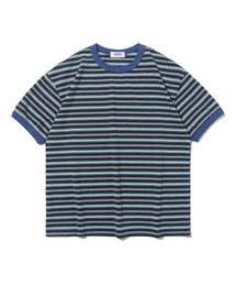 ソフトキャンパスストライプ半袖Tシャツ（ネイビー/ブルー）
