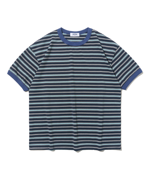 TAILOR STUDIO(テーラースタジオ)の「ソフトキャンパスストライプ半袖Tシャツ(ネイビー/ブルー)(Tシャツ/カットソー・レディース・その他・FREE)」の1枚目の写真